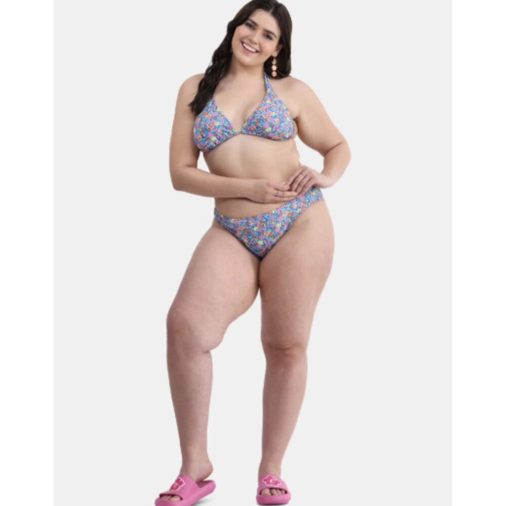 No Boundaries Women's Floral Mid Waist High Leg Bikini Bottoms Size XXL (20)